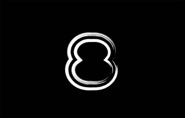 Grunge sayı 8 logo tasarımı siyah ve beyaz renklerde bir şirket ya da iş için uygun