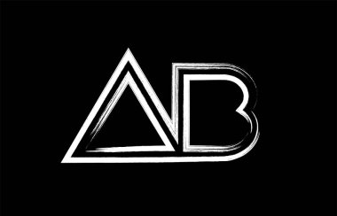 Grunge Alfabe harf kombinasyonu ab siyah ve beyaz renklerde bir şirket ya da iş için uygun bir b logo tasarımı