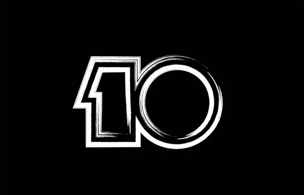 Grunge Numéro Dix Logo Design Couleurs Noir Blanc Adapté Une — Image vectorielle