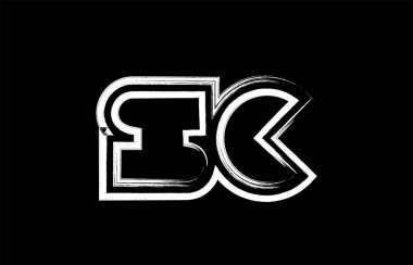 Grunge Alfabe harf kombinasyonu sc s c logo tasarımı siyah ve beyaz renklerde bir şirket ya da iş için uygun