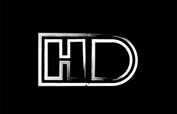 Grunge Alfabe Harf Kombinasyonu Logo Tasarımı Siyah Beyaz Renklerde Bir — Stok Vektör