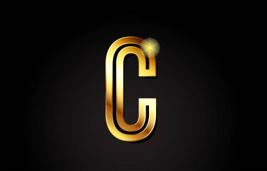 Altın alfabe harfi C logosu bir şirket veya işletme için uygun tasarımı