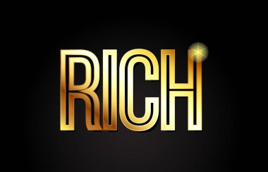 Logo, bayrak veya metin tasarımı için uygun altın veya altın renkli zengin kelime tipografisi tasarımı