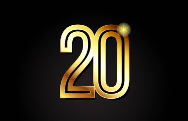 gold number 20 logo design suitable for a company or business clipart