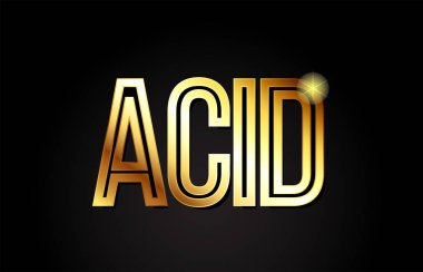 Logo, bayrak veya metin tasarımı için uygun altın veya altın rengi içeren asit kelime tipografisi tasarımı