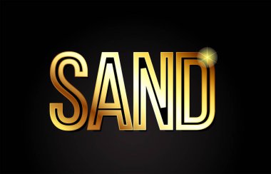 Logo, bayrak veya metin tasarımı için uygun altın veya altın rengi içeren kum kelime tipografisi tasarımı