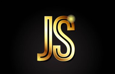 Altın alfabe harfi js j 'nin logo kombinasyonu bir şirket veya iş için uygun tasarımı