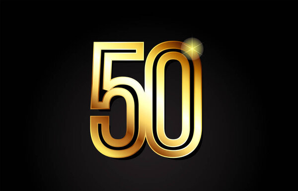 gold number 50 logo design suitable for a company or business