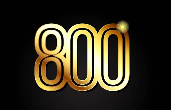 Zlaté Číslo 800 Logo Design Vhodný Pro Firmy Nebo Obchodní — Stockový vektor