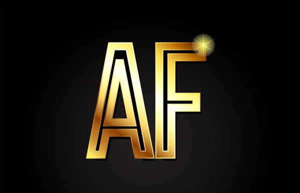 黄金字母表字母Af F标志组合设计适合于公司或企业 — 图库矢量图片