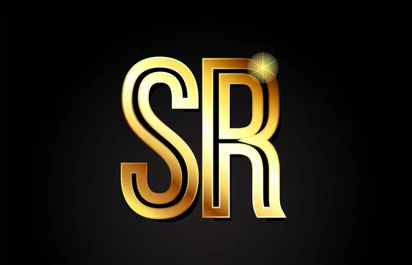 ゴールドアルファベット文字Sr Rロゴ組み合わせデザインに適し会社やビジネス — ストックベクタ