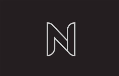 siyah ve beyaz alfabe harfi n logosu bir şirket veya iş için uygun tasarım