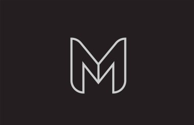 siyah ve beyaz alfabe harfi m logosu bir şirket veya iş için uygun tasarım