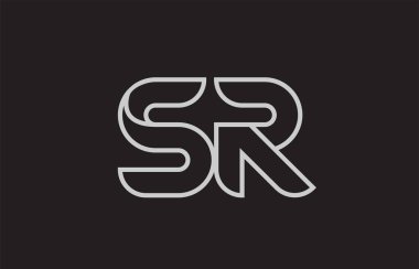 siyah ve beyaz alfabe harfi Sr logo kombinasyon tasarımı bir şirket veya iş için uygundur