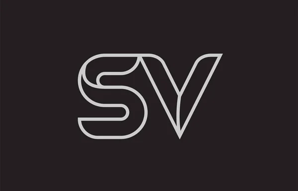 黒と白のアルファベット文字Sv Vロゴの組み合わせデザインに適し会社又は事業 — ストックベクタ