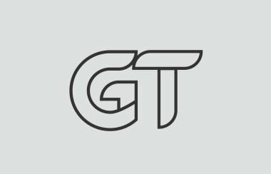 siyah ve beyaz alfabe harfi gt g t logo kombinasyon tasarımı bir şirket veya iş için uygundur