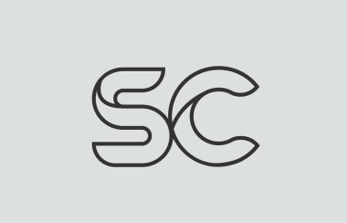 siyah ve beyaz alfabe harfi sc logo kombinasyon tasarımı bir şirket veya iş için uygundur