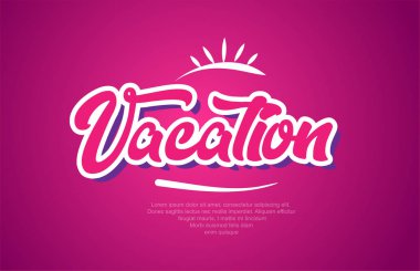 tatil kelime tipografi tasarımı pembe renkli logo, afiş veya metin tasarımı için uygun