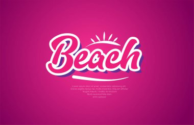 Plaj kelime tipografi tasarım pembe renkli logo, afiş veya metin tasarımı için uygun