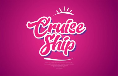 Cruise Gemi kelime tipografi tasarımı pembe renkli logo, afiş veya metin tasarımı için uygun