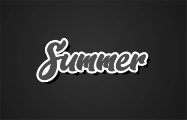 Yaz word el metin tipografi tasarımı siyah ve beyaz renkli logo, afiş veya kart tasarımı için uygun yazma