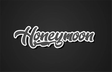 Balayı word el metin tipografi tasarımı siyah ve beyaz renkli logo, afiş veya kart tasarımı için uygun yazma