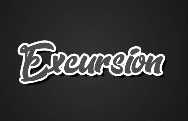 gezi word el metin tipografi tasarımı siyah ve beyaz renkli logo, afiş veya kart tasarımı için uygun yazma