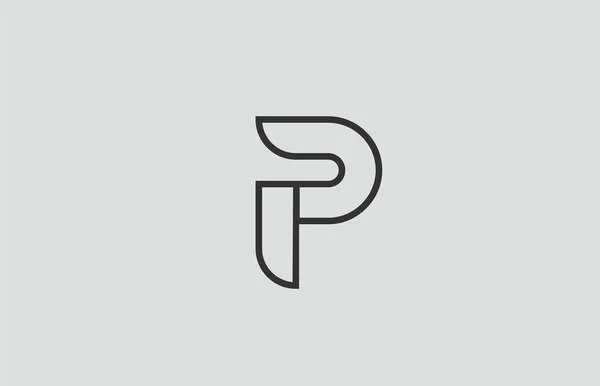 会社やビジネスに適した黒と白のアルファベット文字Pのロゴデザイン — ストックベクタ