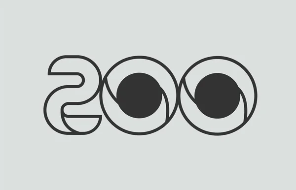 Diseño Del Logotipo Del Número 200 Blanco Negro Adecuado Para — Vector de stock