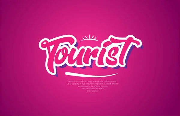 Turystyczna Słowo Typografia Projektowanie Różowy Kolor Nadaje Się Projektowania Logo — Wektor stockowy