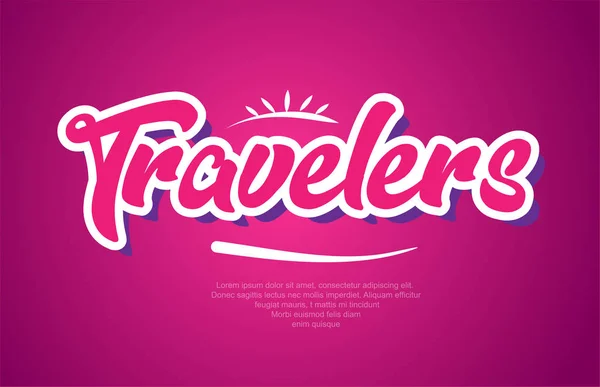 Reizigers Woord Typografie Design Roze Kleur Geschikt Voor Logo Banner — Stockvector