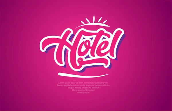 Hotel Ordet Typografi Design Rosa Färg Lämplig För Logotyp Banner — Stock vektor