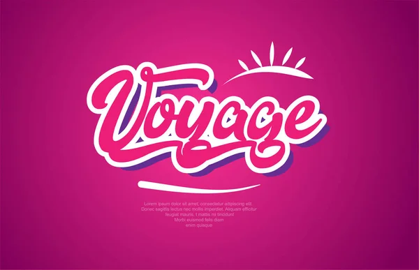Voyage Ordet Typografi Design Rosa Färg Lämplig För Logotyp Banner — Stock vektor