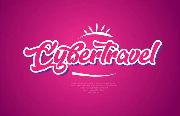 Cybertravel Woord Typografie Design Roze Kleur Geschikt Voor Logo Banner — Stockvector