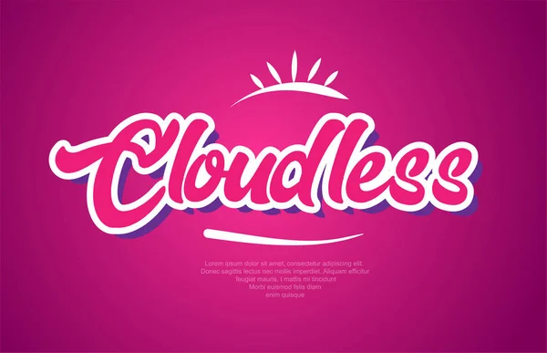 Wolkenloses Wort Typografie Design Rosa Für Logo Banner Oder Textgestaltung — Stockvektor