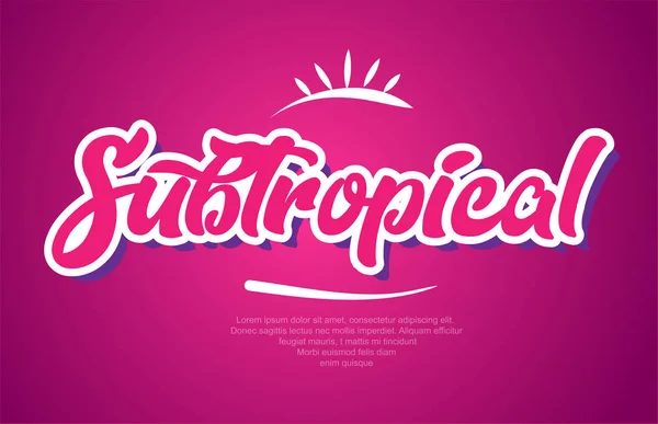 Subtropisches Wort Typografie Design Rosa Für Logo Banner Oder Textdesign — Stockvektor