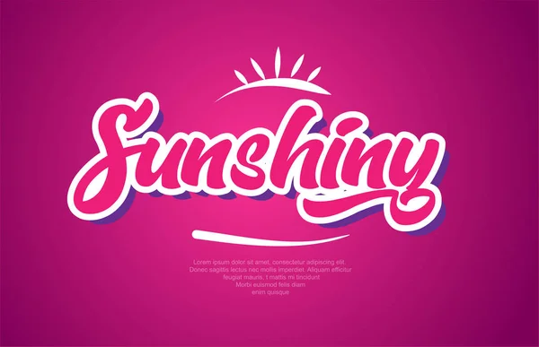 Солнечный Дизайн Слова Типографики Розовом Цвете Подходит Логотипа Баннера Текста — стоковый вектор