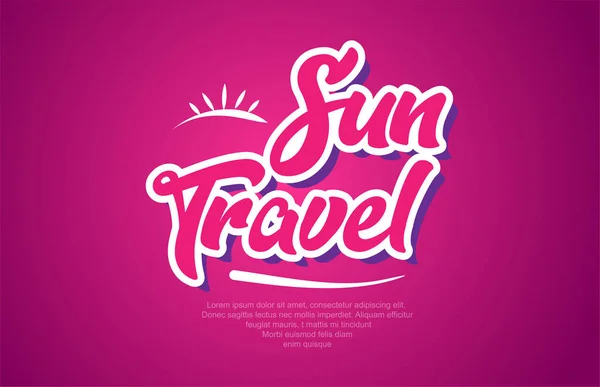 Diseño Tipografía Palabra Viaje Sol Color Rosa Adecuado Para Logotipo — Vector de stock