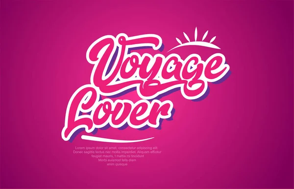 Voyage Älskare Ordet Typografi Design Rosa Färg Lämplig För Logotyp — Stock vektor