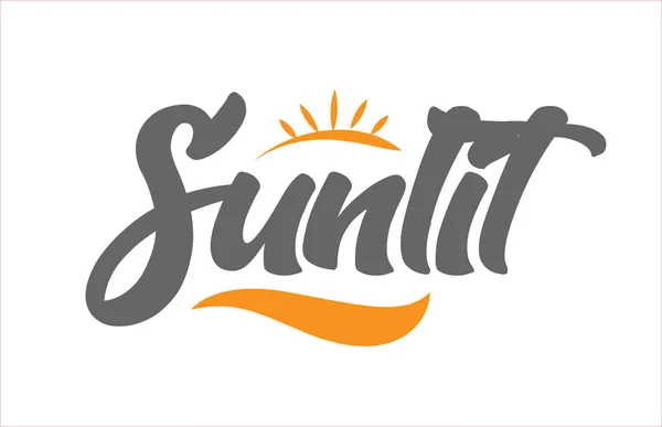 Sunlit Wort Handschrift Text Typografie Design Mit Schwarzer Und Oranger — Stockvektor