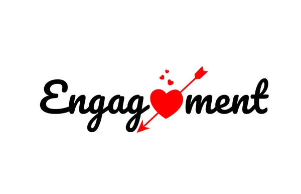 Engagement Word Text Red Broken Heart Arrow Concept Suitable Logo — Stock Vector