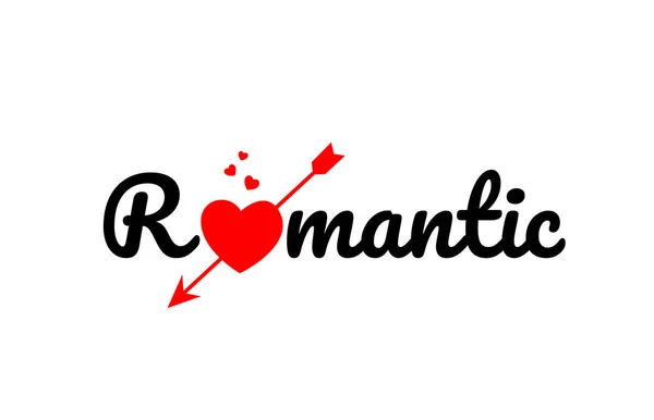 Romantic Word Text Red Broken Heart Arrow Concept Suitable Logo — Stock Vector