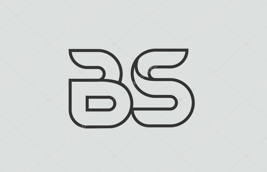Black and white alphabet letter bs b s logo combination design suitable for a company or business