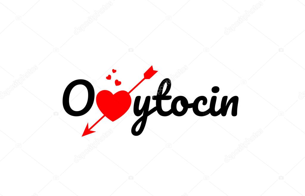 oxytocin word text with red broken heart with arrow concept, suitable for logo or typography design