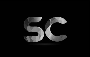 siyah ve beyaz alfabe harfi sc logo kombinasyon tasarımı bir şirket veya iş için uygundur