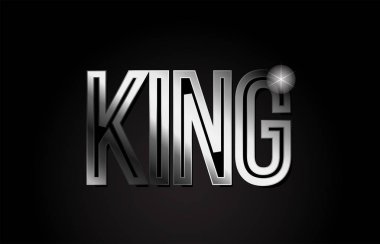 gümüş gri metal renkli logo, afiş veya metin tasarımı için uygun kelime tipografi tasarım Kral