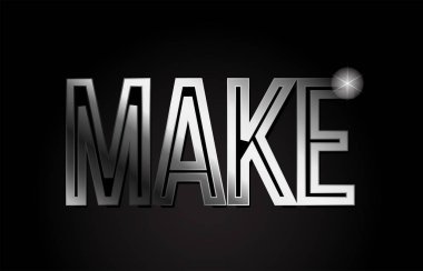 Word tipografi tasarım gümüş gri metal renkli logo, afiş veya metin tasarım uygun hale