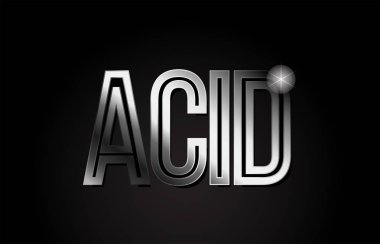 asit kelime tipografi tasarım gümüş gri metal renkli logo, afiş veya metin tasarımı için uygun