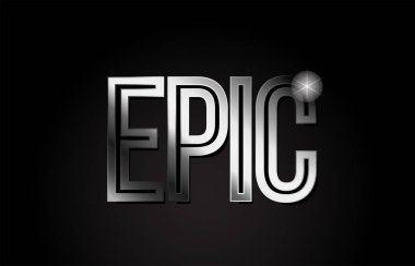 epik kelime tipografi tasarım gümüş gri metal renkli logo, afiş veya metin tasarımı için uygun