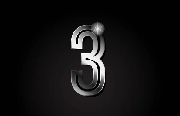 Zilveren Metalen Nummer Logo Ontwerp Geschikt Voor Een Bedrijf Onderneming — Stockvector